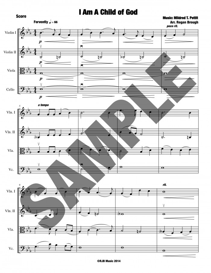 I Am A Child of God-String Quartet-Score