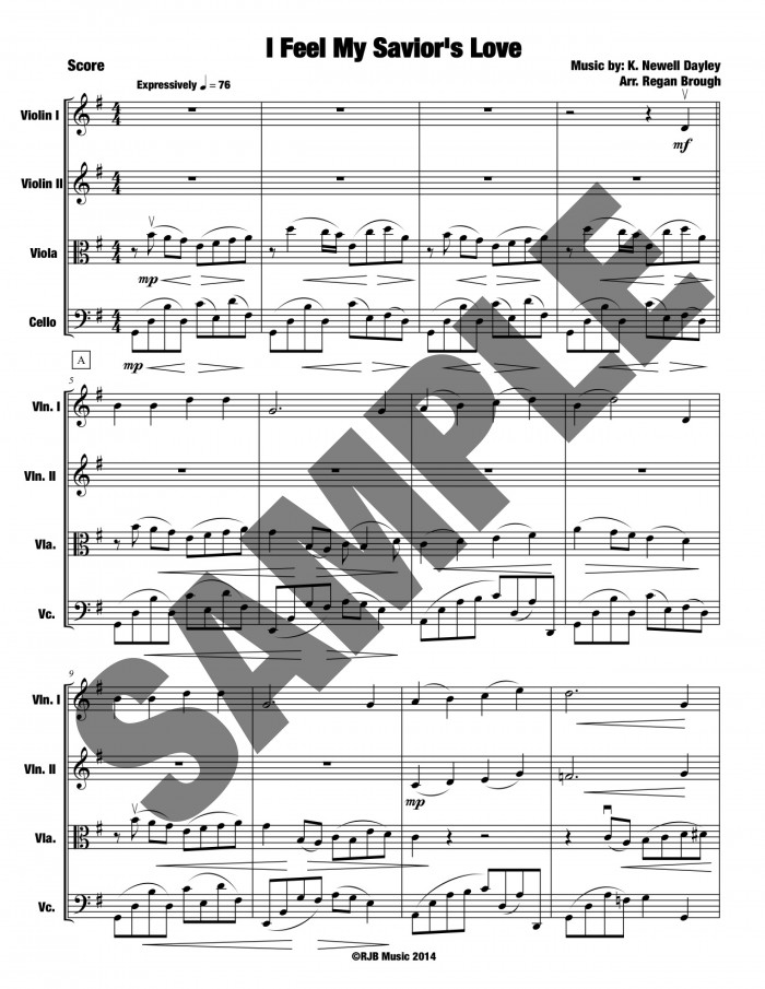 I Feel My Savior’s Love-String Quartet – Score